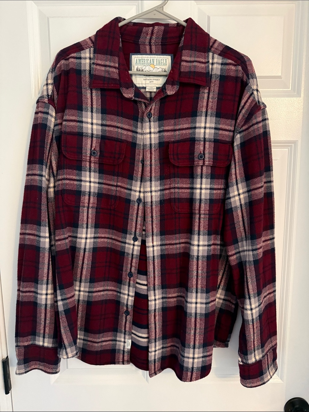 American Eagle Outfitters Red Plaid Button-Down Shirt